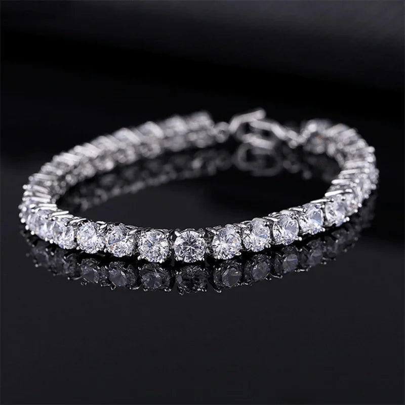 4mm Cubic Zirconia Green Tennis Bracelet Chain Bracelets For Women Men Gold Silver Color Hand Chain CZ Chain Homme Jewelry