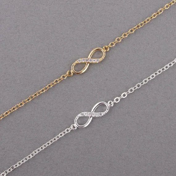 Kinitial Hot Infinity Number 8 Chain Bracelet CZ Infinity Bracelets for Women Men Friendship Bracelets Bohemian Charm Jewelry