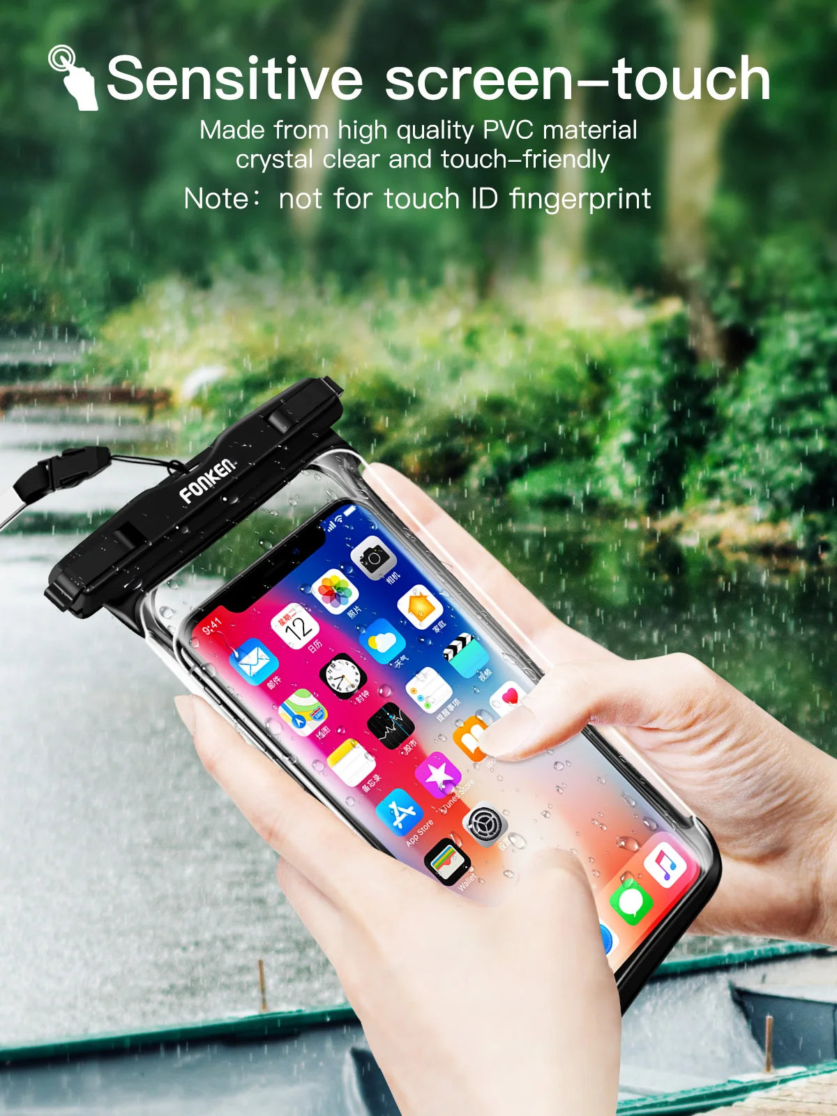 FONKEN Full View Waterproof Case for Phone Underwater Snow Rainforest Transparent Dry Bag Swimming Pouch Big Mobile Phone Covers