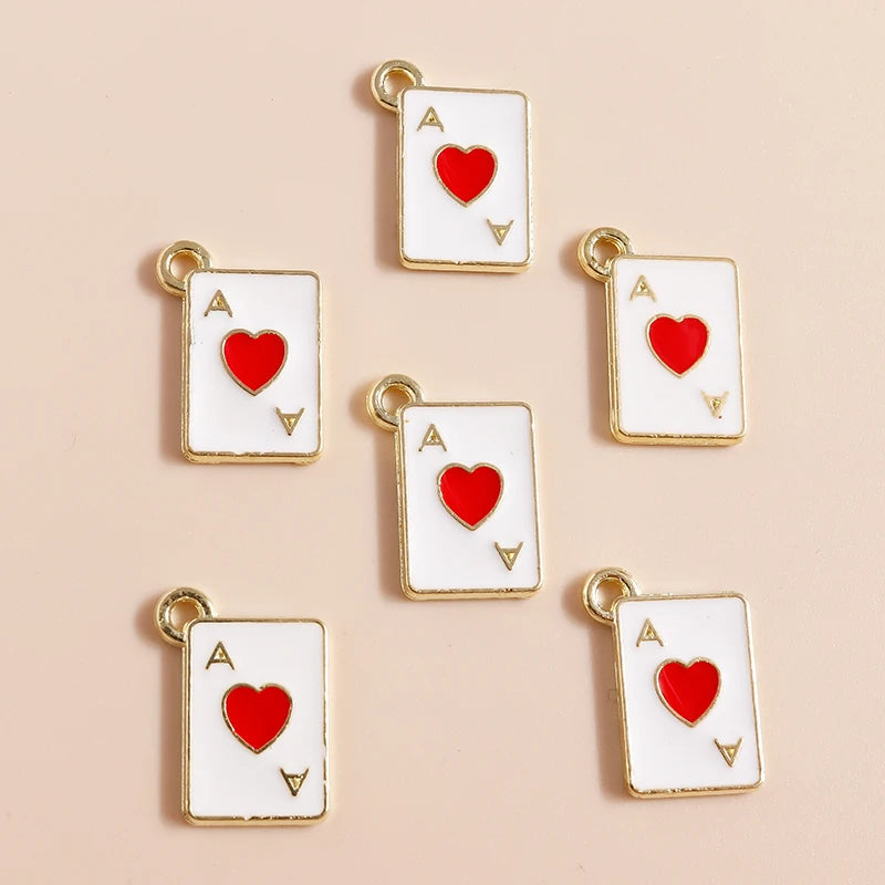 10pcs Creative Heart Ace Poker Charms Pendants for DIY Jewelry Making Accessories Handmade Charm Earrings Bracelets Necklaces