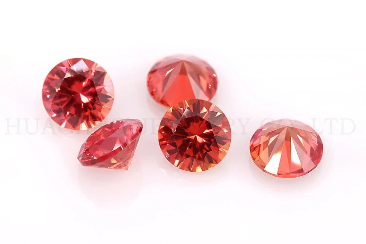 57# Orange Stone Corundum Synthetic Gems Round Brilliant Cut Beads For Jewelry Making 0.8-8mm AAAAA Quality