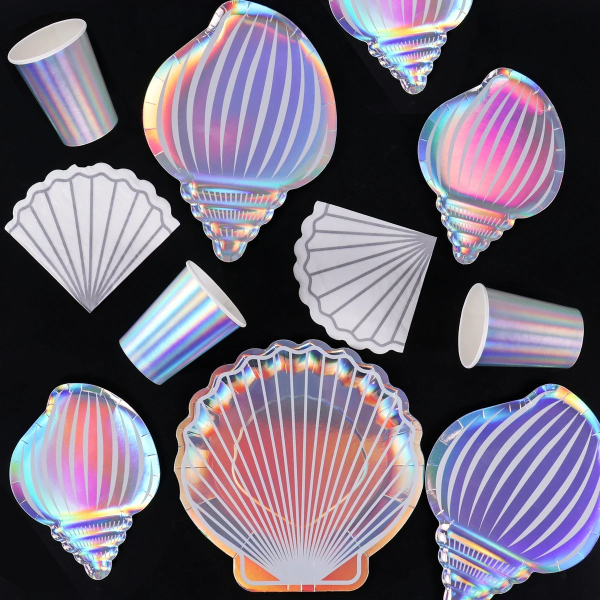 Mermaid Party Colorful Shell Disposable Tableware Summer Beach Under The Sea Party Little Mermaid Girls 1st Birthday Party Decor