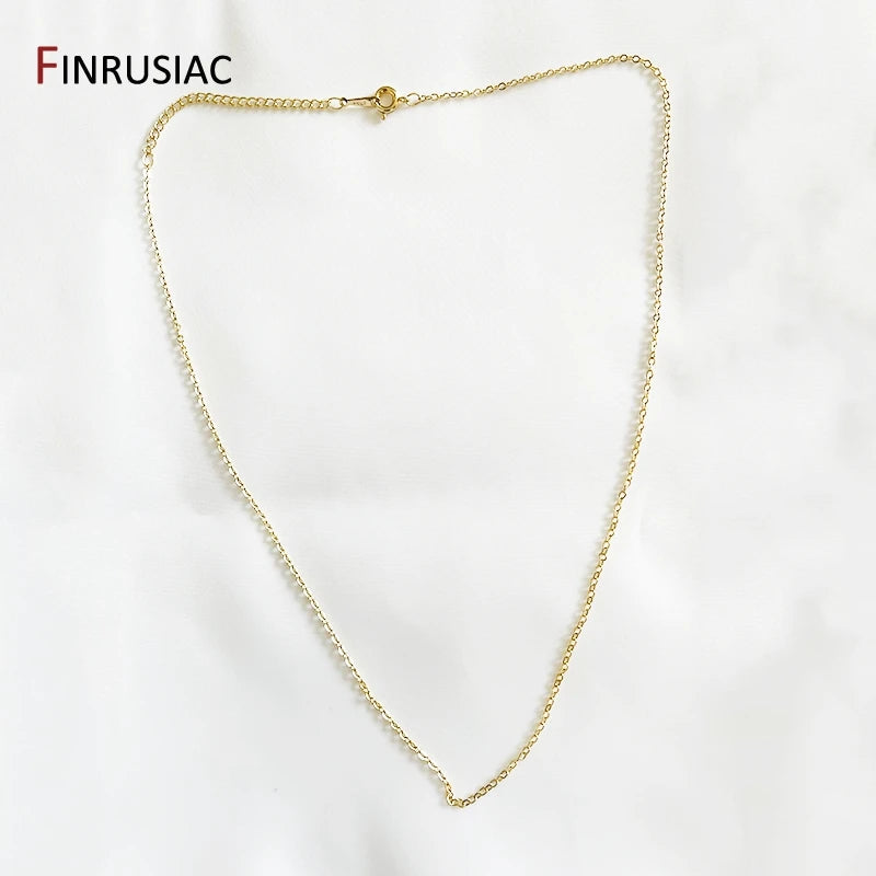 Wholesale 18K real gold plated chain for necklace making, 1.6mm thickness Spring clasp chain for Jewelry Making