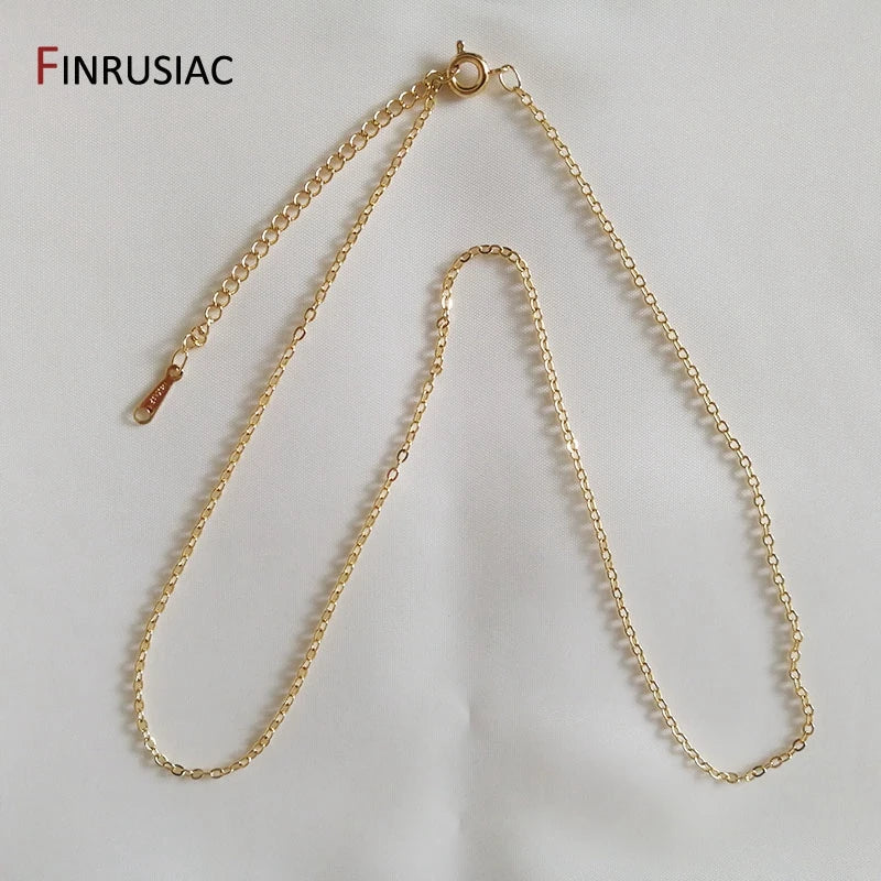 Wholesale 18K real gold plated chain for necklace making, 1.6mm thickness Spring clasp chain for Jewelry Making