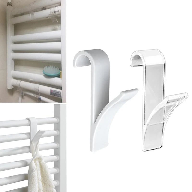 Kitchen Bathroom Hanger Clips Storage Racks White Clear Hanger Heated Towel Radiator Rail Clothes Scarf Hanger Hooks Holder