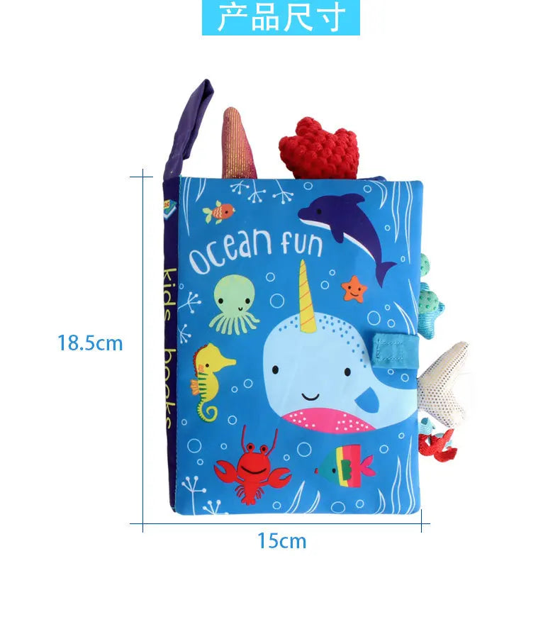 0-36M Baby Early Learning Toy Tail Cloth Book Parent-child Interactive Sound Paper Puzzle Cloth Book Rattle