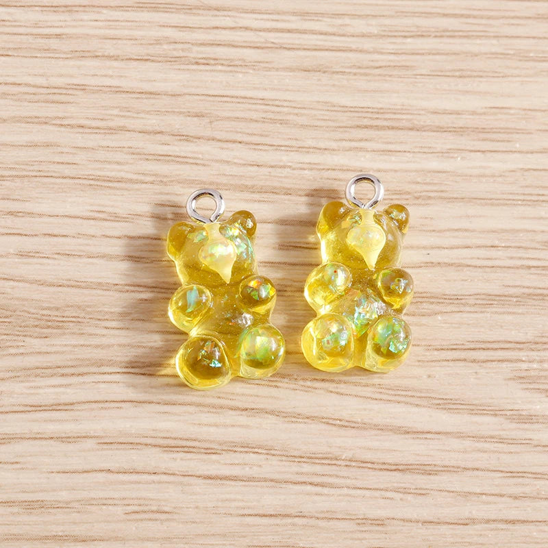 10pcs 11*20mm Candy Colors Cute Animal Gummy Bear Charms for Making Drop Earrings Pendants Necklaces Keychain Jewelry Findings