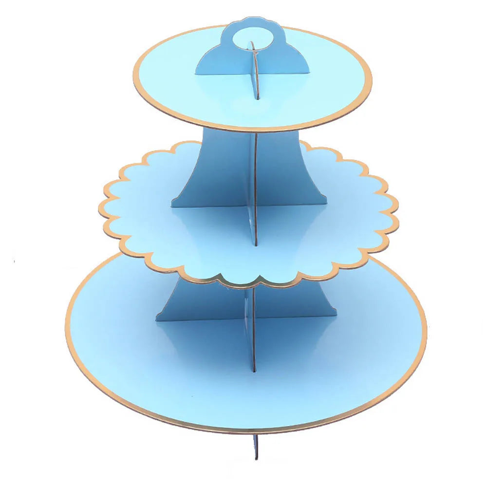 3-Layer Cake Stand Afternoon Tea Wedding Plate Party Tableware Disposable Birthday    Tower Suitable for