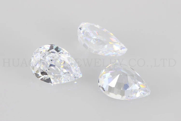 9A Top Quality Pear Cut White CZ Stone Synthetic Gems Cubic Zirconia Beads For Jewelry 4x6-12x16mm Wholesale