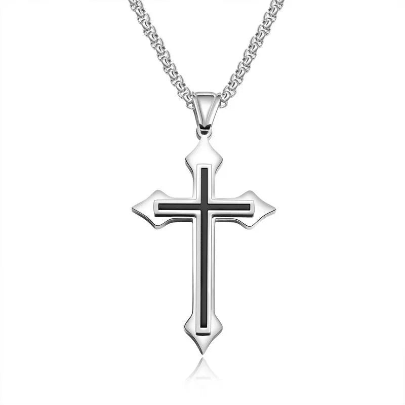 Stainless Steel Cross Pendant Necklaces For Women Men Teens Punk Hip Hop Gothic Cross Pendant Necklace Fashion Jewelry Gifts