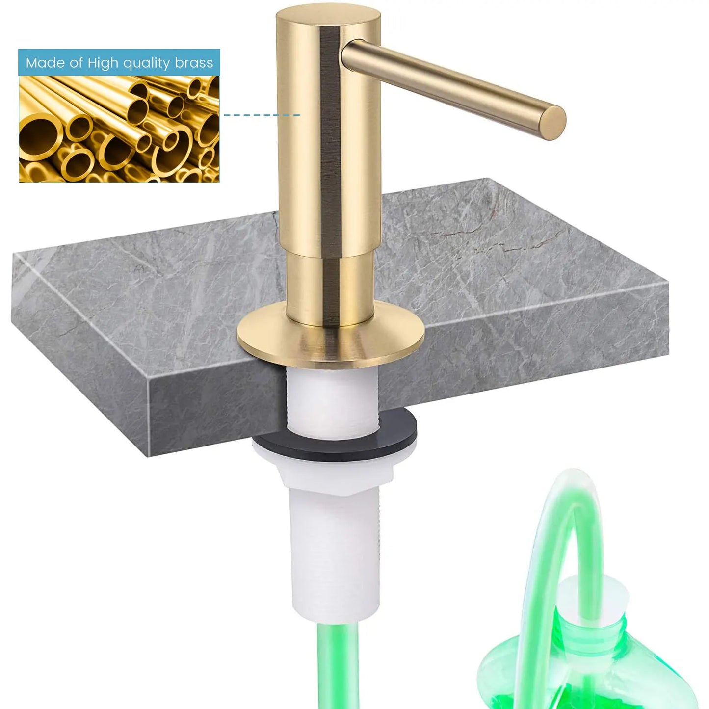 Samodra Brass Liquid Soap Dispenser Extension Tube Kit For Kitchen Accessories Bathroom Metal Built In Gold Detergent Dispensers