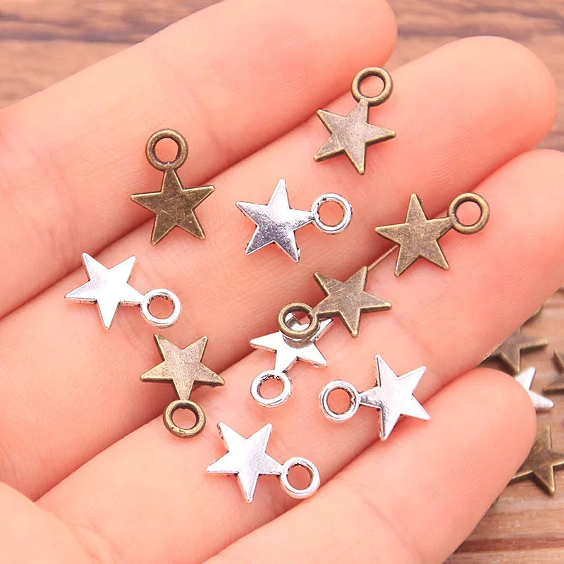 100PCS 8*11mm 3 Color Metal Zinc Alloy MINI Five-pointed Star Charms Fit Jewelry Pendant Charms Makings DIY Handmade Craft