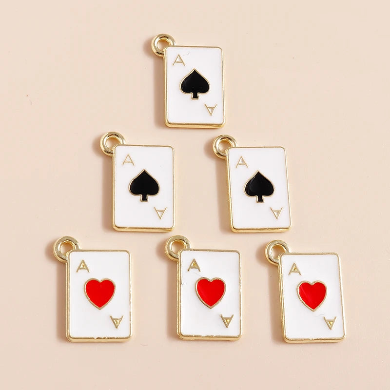 10pcs Creative Heart Ace Poker Charms Pendants for DIY Jewelry Making Accessories Handmade Charm Earrings Bracelets Necklaces