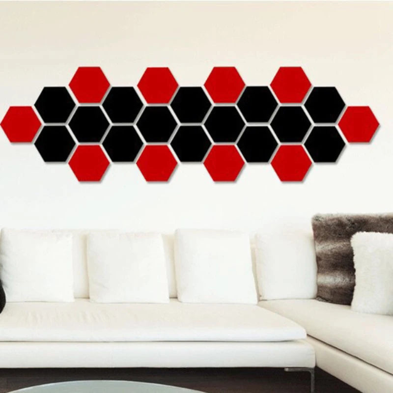 12pcs 3D Hexagon Decorative Mirrors DIY Removable Living-Room Wall Sticker High-adhesive Art Ornaments For Home Wall Decoration