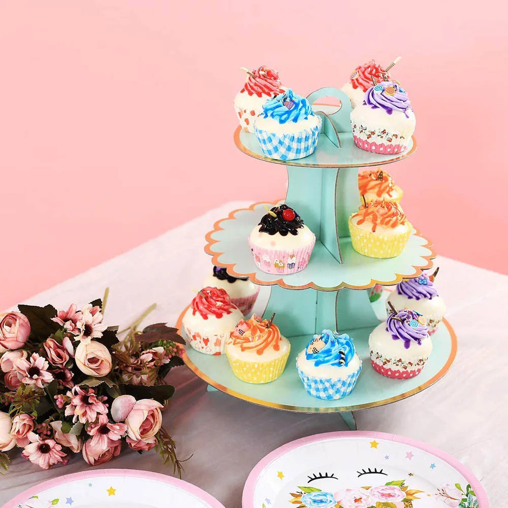 3-Layer Cake Stand Afternoon Tea Wedding Plate Party Tableware Disposable Birthday    Tower Suitable for