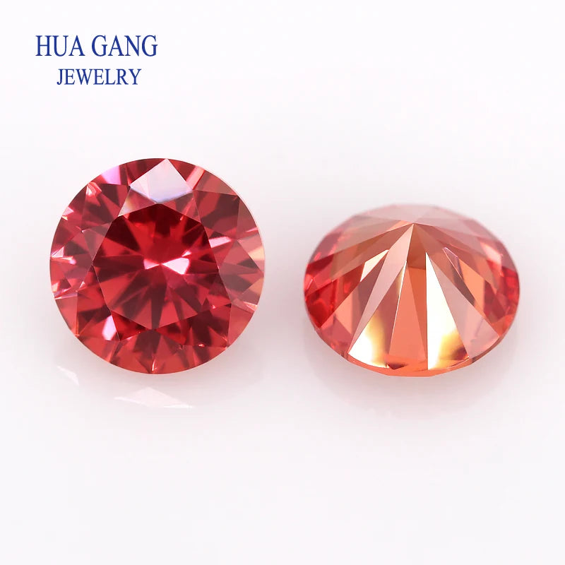 57# Orange Stone Corundum Synthetic Gems Round Brilliant Cut Beads For Jewelry Making 0.8-8mm AAAAA Quality