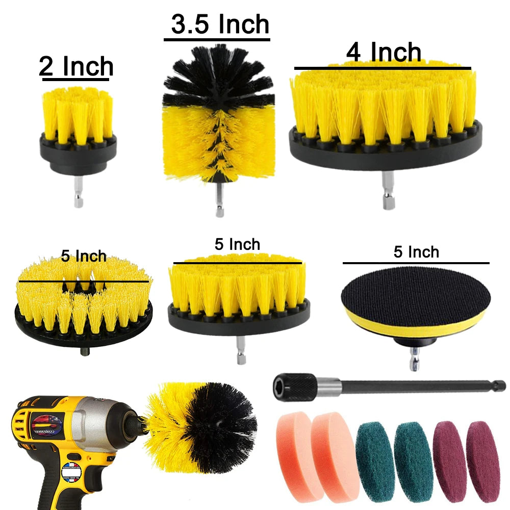 12/4 Pcs Electric Drill Brush Kit scrubber Cleaning Brush For Carpet Glass Car Kitchen Bathroom toilet Cleaning Tools household