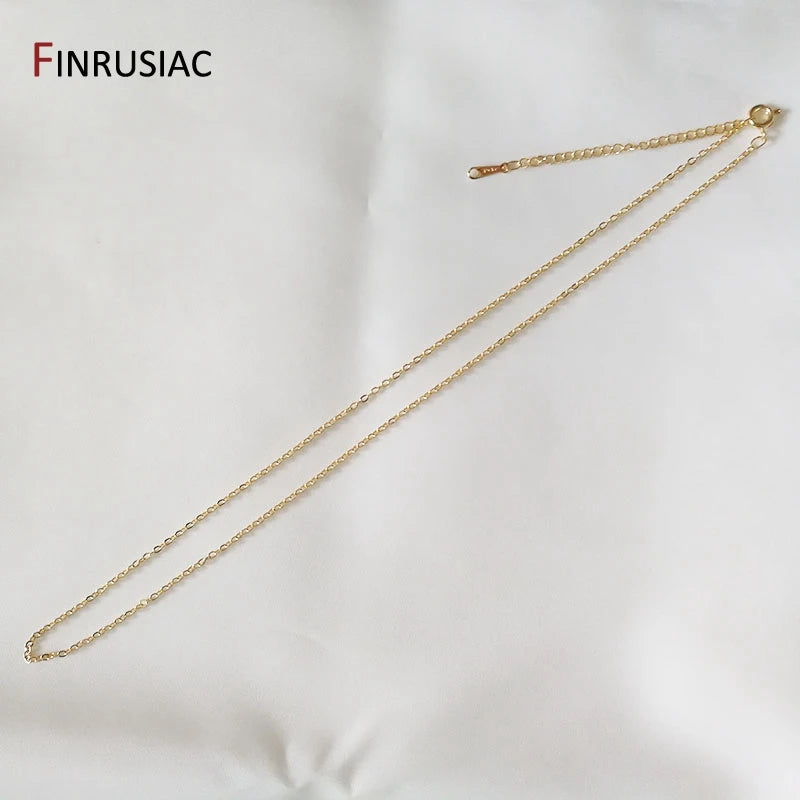 Wholesale 18K real gold plated chain for necklace making, 1.6mm thickness Spring clasp chain for Jewelry Making