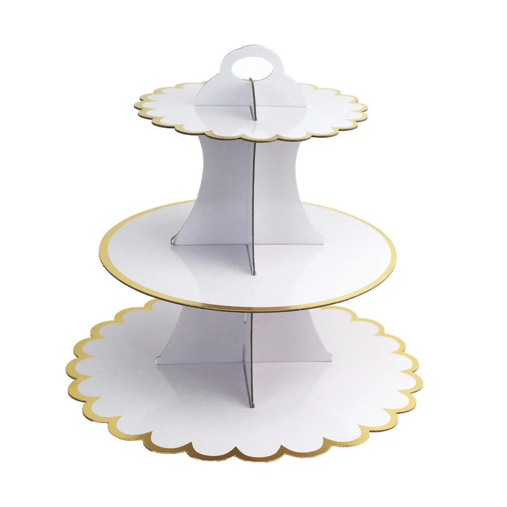 3-Layer Cake Stand Afternoon Tea Wedding Plate Party Tableware Disposable Birthday    Tower Suitable for