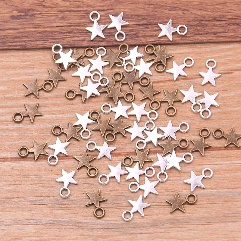 100PCS 8*11mm 3 Color Metal Zinc Alloy MINI Five-pointed Star Charms Fit Jewelry Pendant Charms Makings DIY Handmade Craft