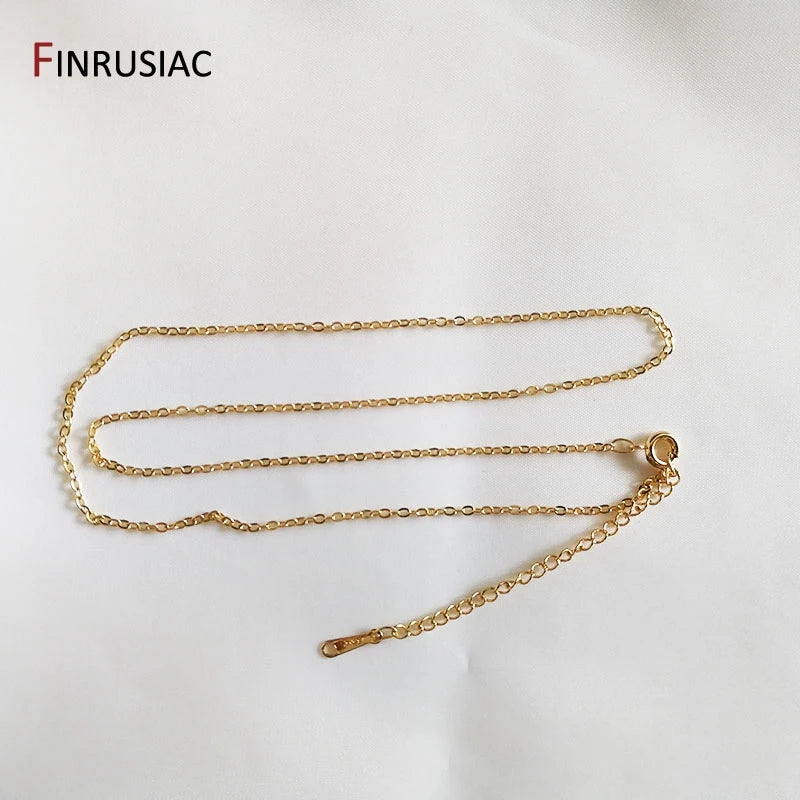 Wholesale 18K real gold plated chain for necklace making, 1.6mm thickness Spring clasp chain for Jewelry Making