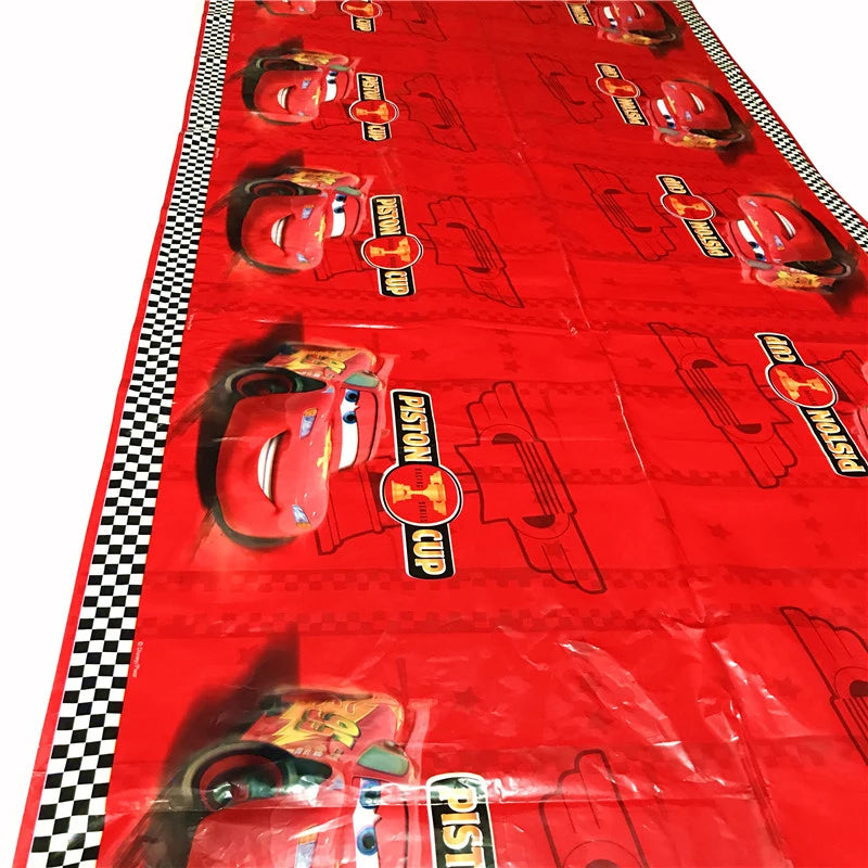 1pcs 260*108cm Cartoon Red Cars Theme Party Birthday Disposable  Table Cloth Table Cover Map for kids Party Supplies Decoration