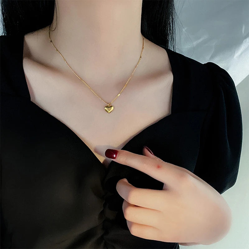 XIYANIKE 316L Stainless Steel Gold Color Love Heart Necklaces For Women Chokers 2021Trend Fashion Festival Party Gift Jewelry