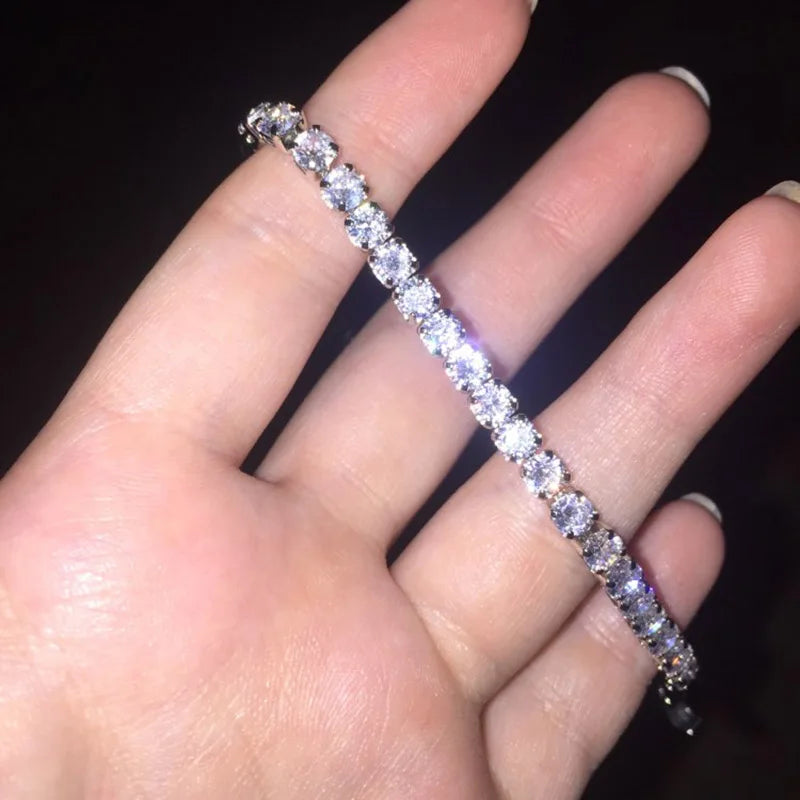 Silver Color 2.5/3/4/5mm Zircon Tennis Bracelet For Women Men Dazzling Crystal Hand Chain Wedding Gift Punk Fashion Jewelry