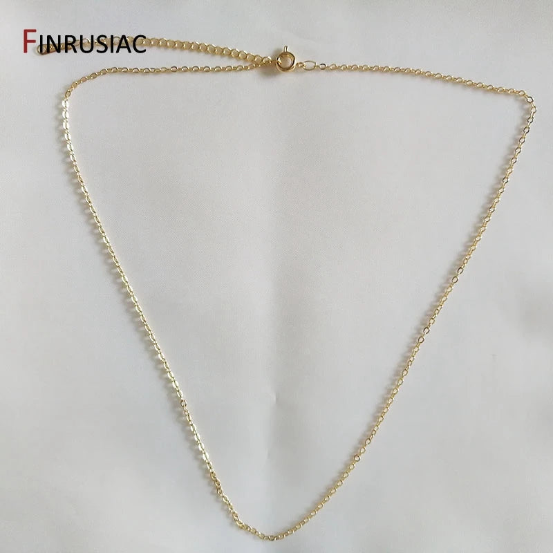 Wholesale 18K real gold plated chain for necklace making, 1.6mm thickness Spring clasp chain for Jewelry Making