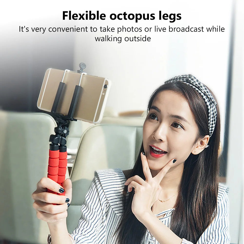 Flexible Sponge Octopus Phone Tripod bluetooth-compatible Remote Control For IPhone Samsung Xiaomi Huawei Phone Holder For All