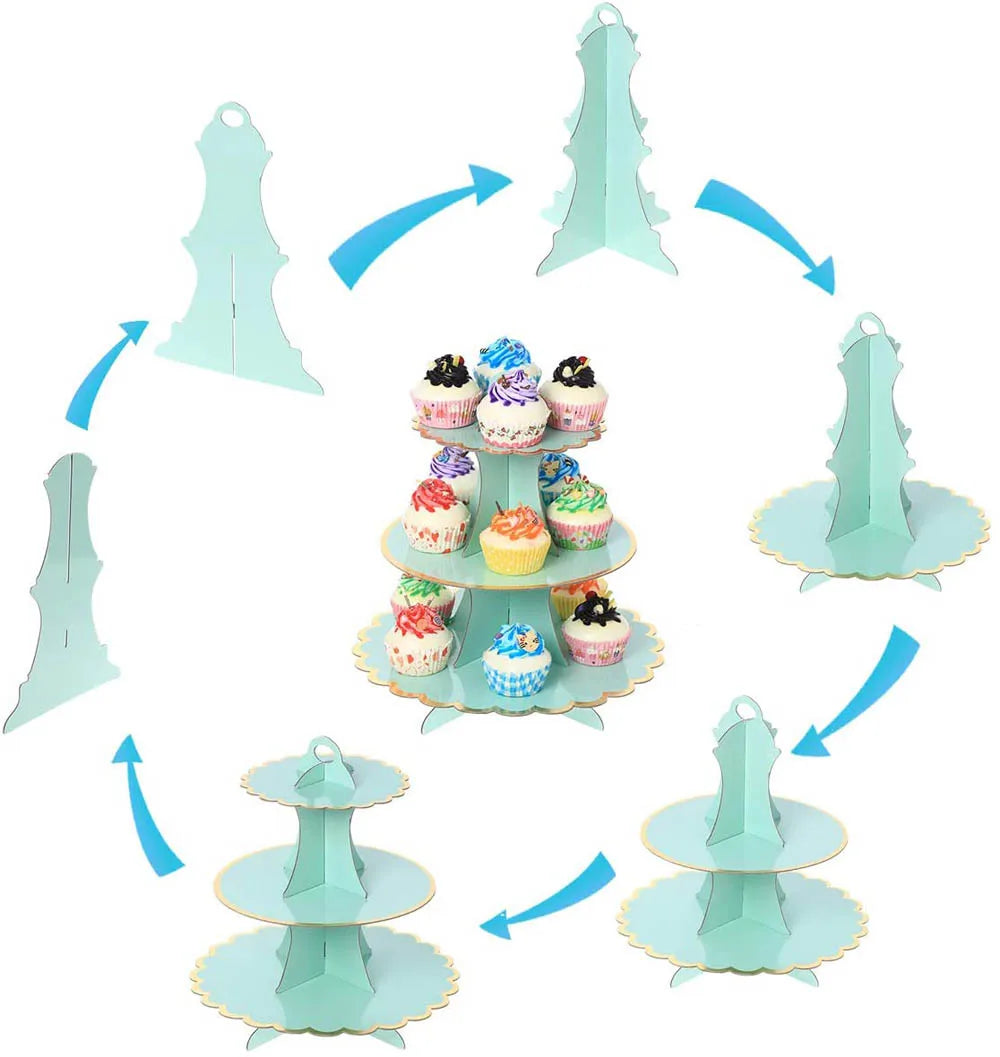 3-Layer Cake Stand Afternoon Tea Wedding Plate Party Tableware Disposable Birthday    Tower Suitable for