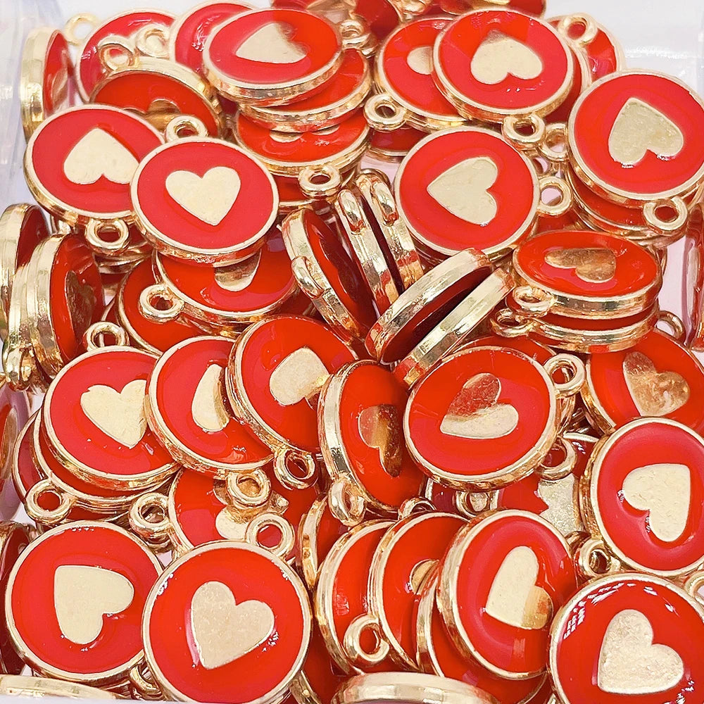 20Pcs Multicolor Love Heart Round Charm Alloy Pendant For Necklace Bracelet Key Chain DIY Jewelry Making Supplies Accessories