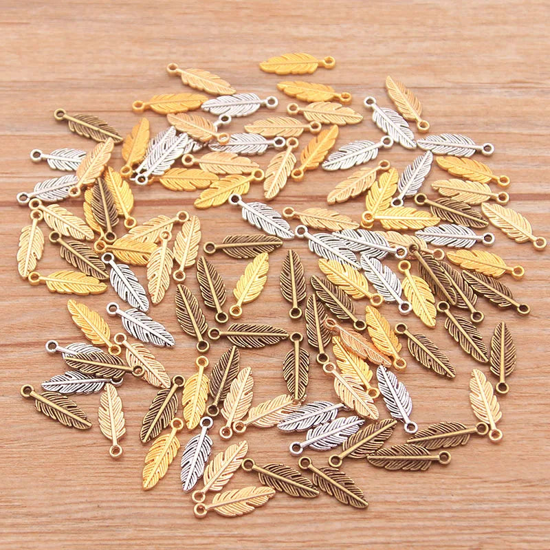 80pcs 2021 New 5*15mm 6 Color Metal Zinc Alloy MINI Leaves Charms Fit Jewelry Plant Pendant Charms Makings DIY Handmade Craft