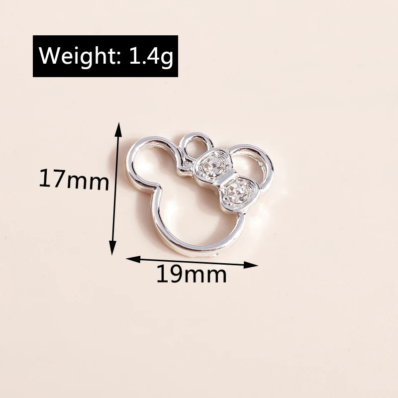 10pcs 17*19mm Crystal Mouse Charms Pendants for Necklace Bracelet Making Accessories Diy Charm Earrings Keychain Jewelry Making