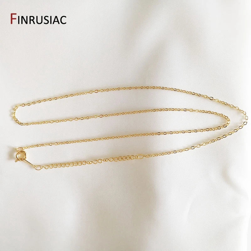 Wholesale 18K real gold plated chain for necklace making, 1.6mm thickness Spring clasp chain for Jewelry Making