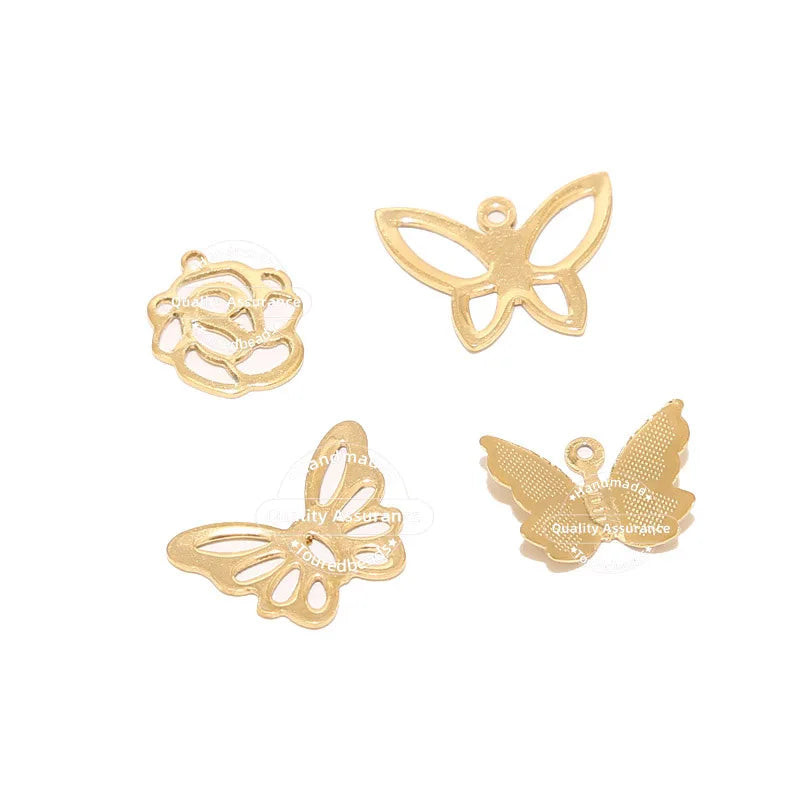 20pcs Stainless Steel Gold Butterfly Charm Pendants for DIY Necklace Bracelet