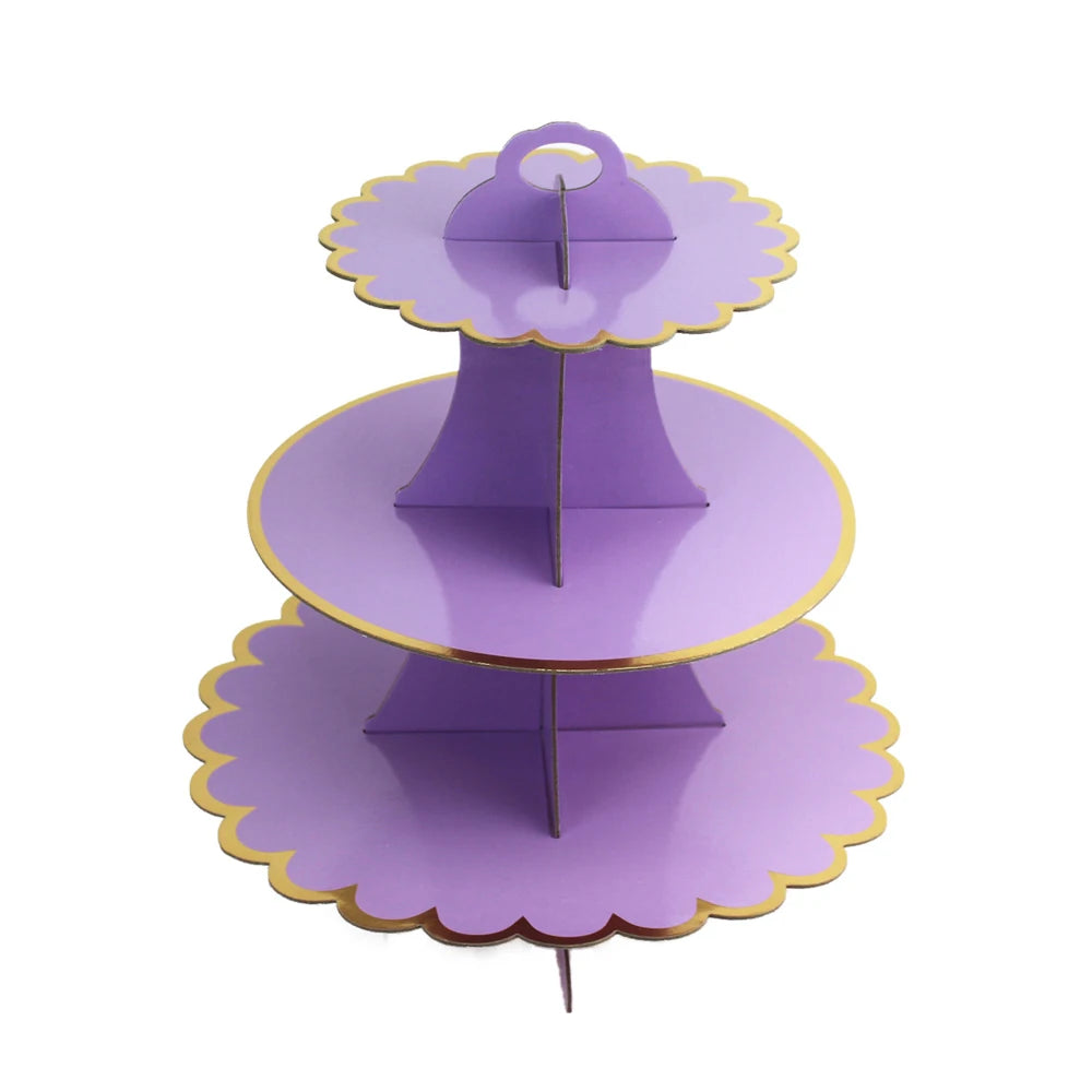 3-Layer Cake Stand Afternoon Tea Wedding Plate Party Tableware Disposable Birthday    Tower Suitable for