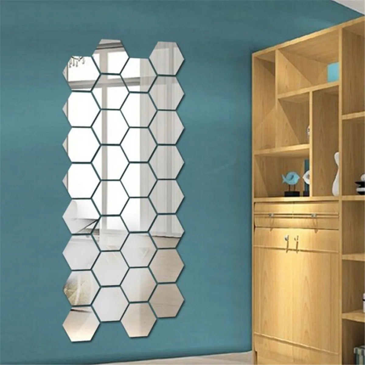 Hexagon 3D Mirror Wall Sticker Multiple Sizes DIY TV Background Living Room Stickers Wall Decor Bedroom Bathroom Home Decoration