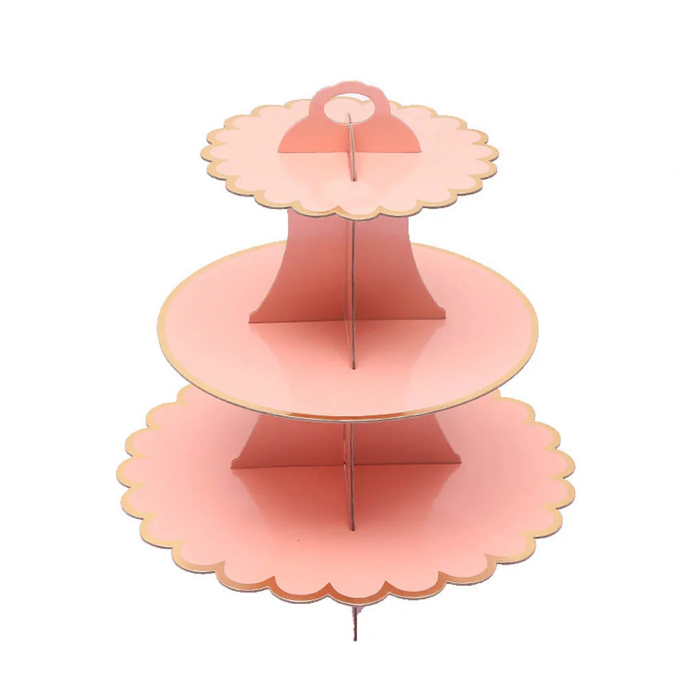 3-Layer Cake Stand Afternoon Tea Wedding Plate Party Tableware Disposable Birthday    Tower Suitable for