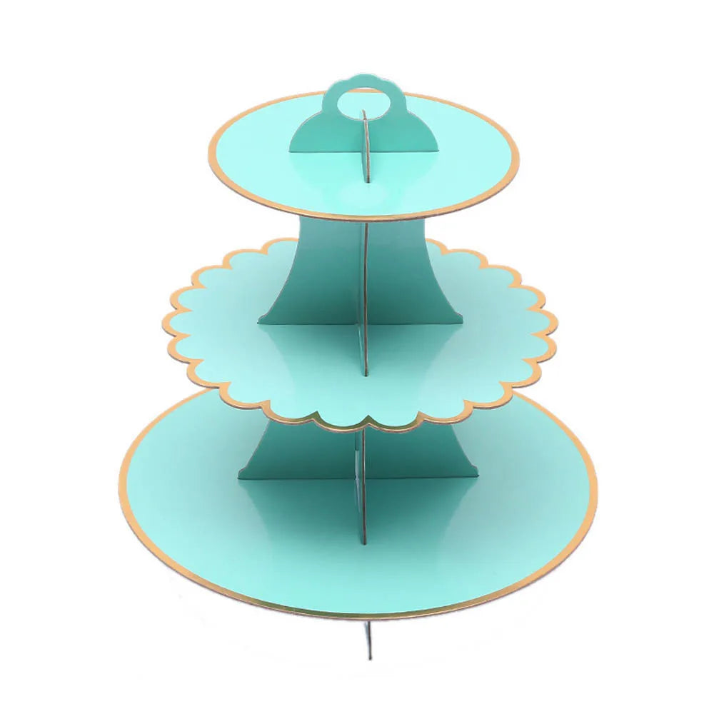 3-Layer Cake Stand Afternoon Tea Wedding Plate Party Tableware Disposable Birthday    Tower Suitable for