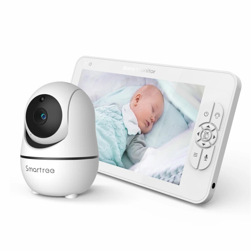 SM70V2 7" 1080P HD Split Screen Video Baby Monitor with two Camera, Hack Proof, Remote Zoom/Pan/Tilt, 4000mAh Battery