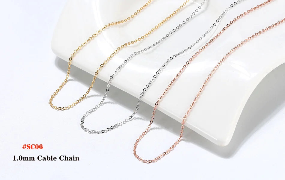 Rinntin 925 Sterling Silver Italian Handmade 1.2mm Chopin Chain Necklace for Women Fashion Simple Basic Neck Chain Jewelry SC53