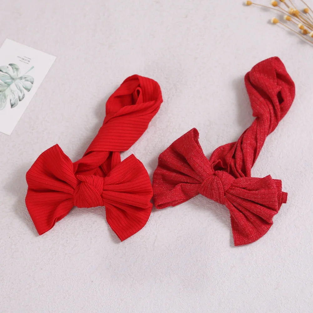 Red Headband for Newborn Baby Girls Hair Accessories Solid Bow Knot Turban Headbands for Children Headwrap Hairbow Bandeau Bebe