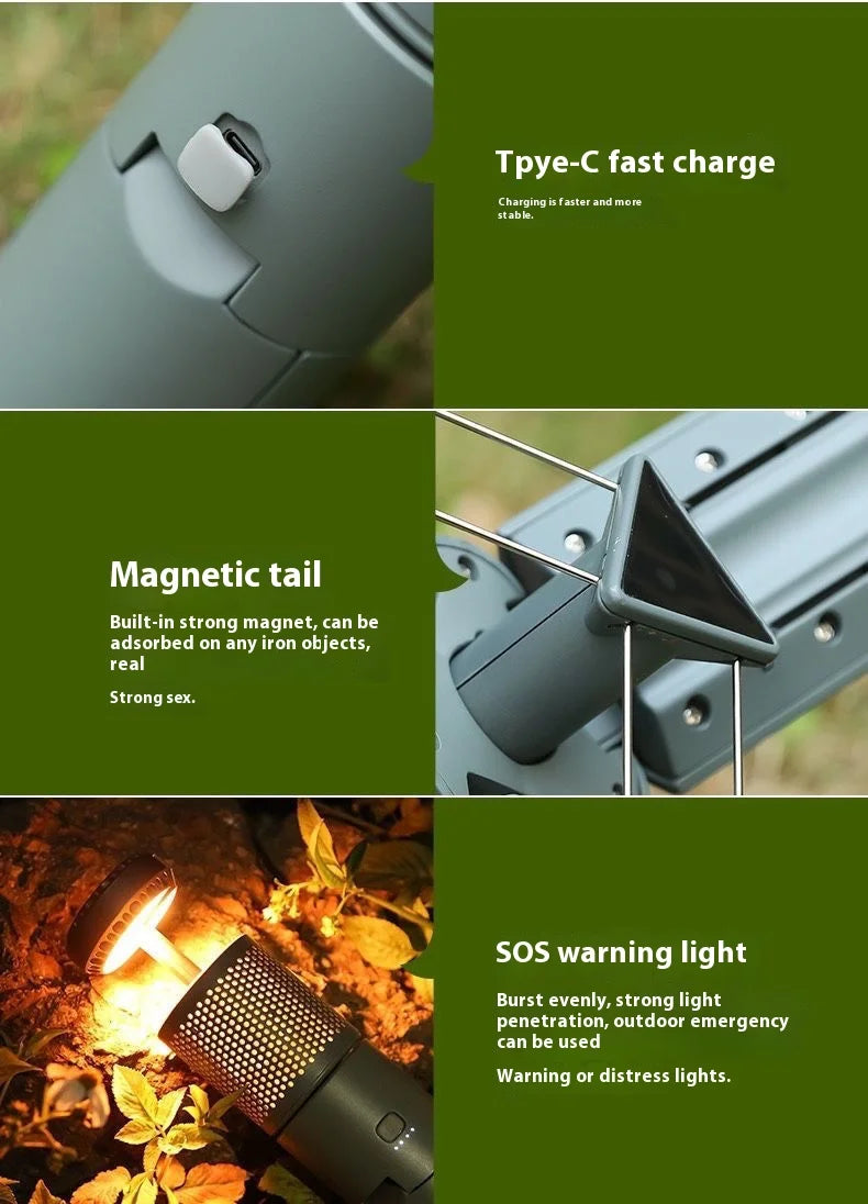 Folding Camping Light Portable Telescopic Lanterns Built-in 10000mAh Outdoor Waterproof Magnetic Lamp With Triangle Stand Base