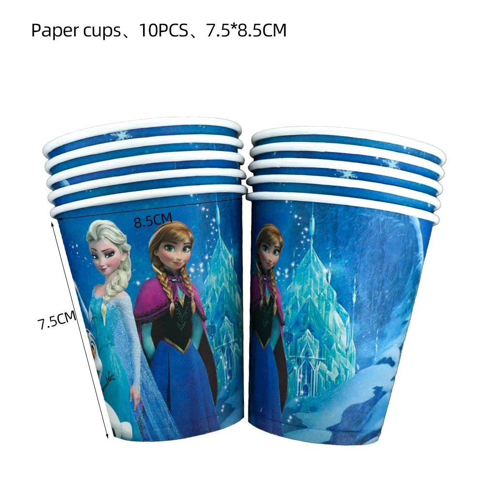 Disney Frozen Elsa Anna disposable tableware paper cup napkin birthday party decoration