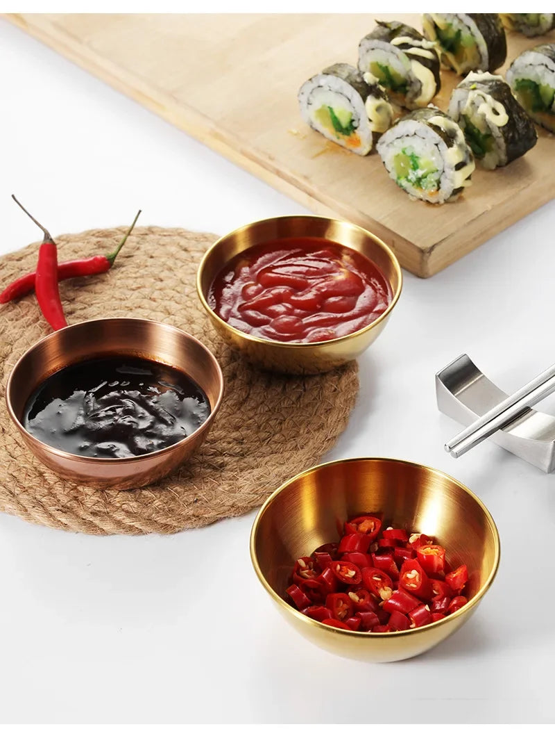 2/4/6pcs Stainless Steel Small Sauce Dishes Seasoning Serving Tray Spice Plates Set Soy Sauce Dish Specialty Tableware