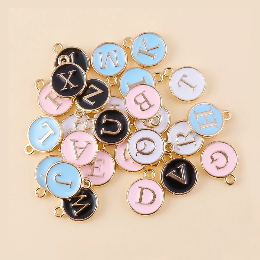 10pcs 4 Colors Cute Mini Alphabet 26 Letters Charms Pendants for DIY Name Jewelry Necklace Bracelet Earrings  Birthday Gifts