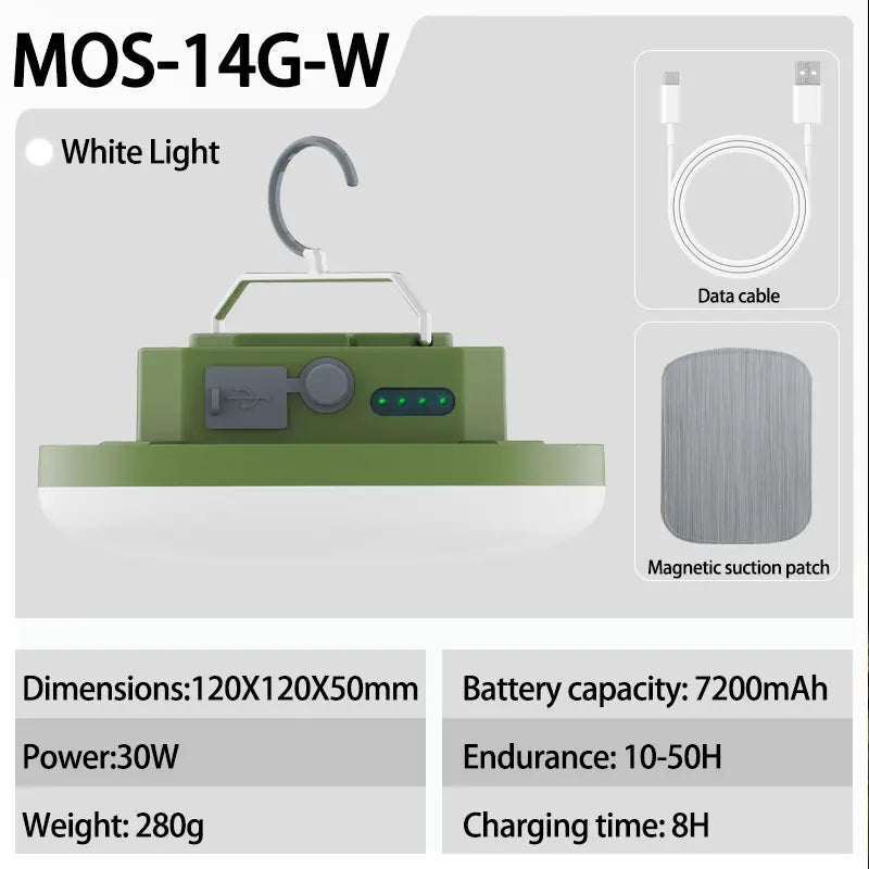 MOSLIGHTING Outdoor Camping Lantern Portable Rechargeable LED Magnet Hanging Tent Lamp Fishing Lights Household Emergency Lights