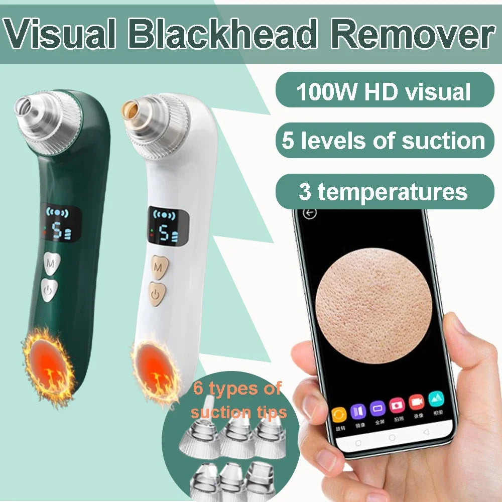 Visual Blackhead Remover Facial Deep Clean Machine Blackheads and Acne Remover Heated Face Extractor Electric Blackhead Sucker