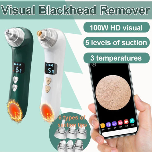 Visual Blackhead Remover Facial Deep Clean Machine Blackheads and Acne Remover Heated Face Extractor Electric Blackhead Sucker